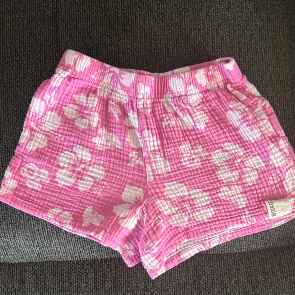 Disney Minnie Pink Floral Waffle Knit Shorts